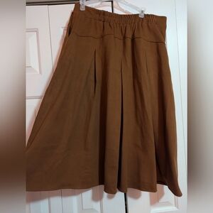 Brown Pleated Midi Skirt